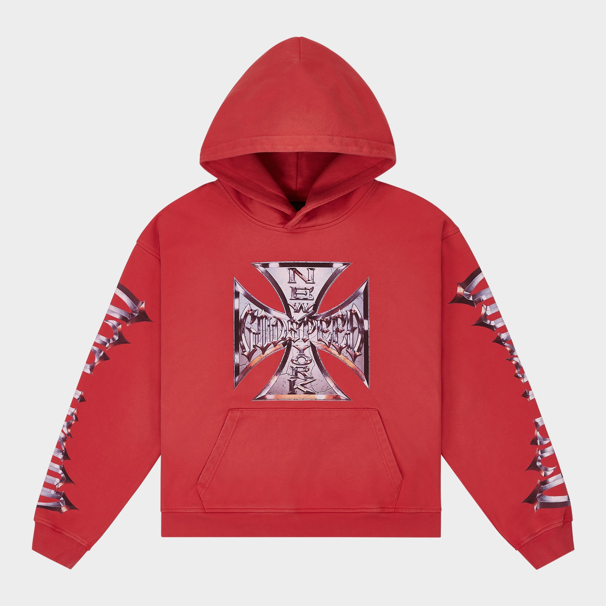 GODSPEED NEW YORK - Chrome MOTTO Hoodie (Red Wash)