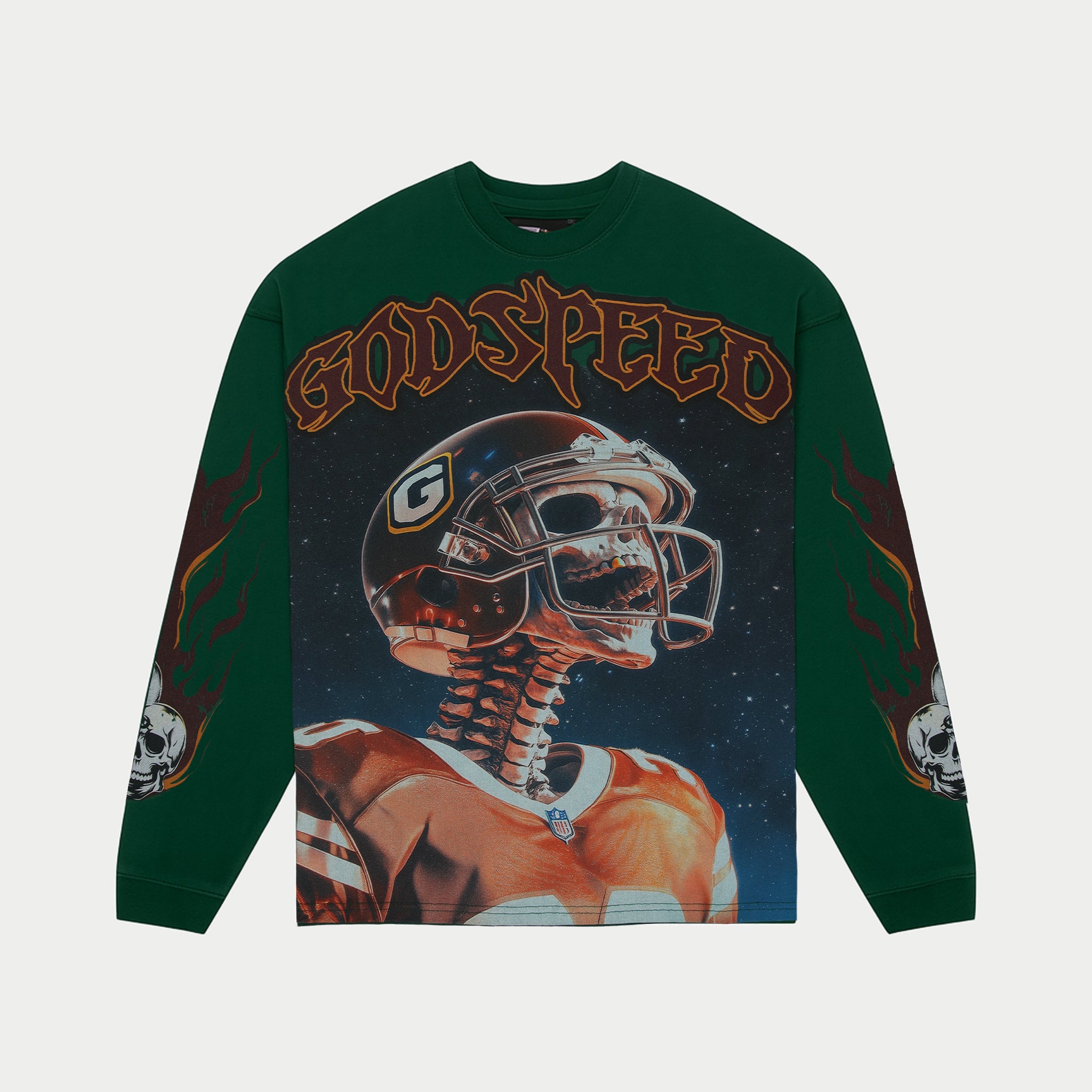 Godspeed スカルプリント 長袖カットソー XS GODSPEED NEW YORK - Morale LS T-shirt (Green)