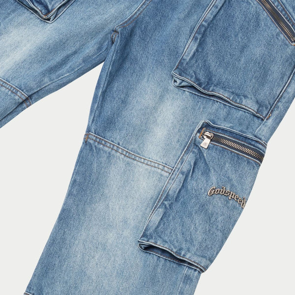 GODSPEED NEW YORK - Double pocket Flared Cargo Denim (Blue)