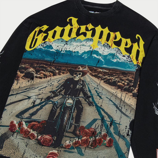 GODSPEED NEW YORK - Long Lonely Road LS T-shirt (Black Wash)