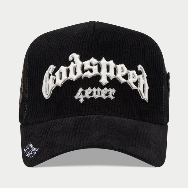GODSPEED NEW YORK - GS FOREVER TRUCKER HAT (Black Corduroy) GODSPEED NEW YORK - GS FOREVER TRUCKER HAT (Black Corduroy)