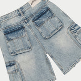 Octagon Cargo Denim Shorts (Blue)