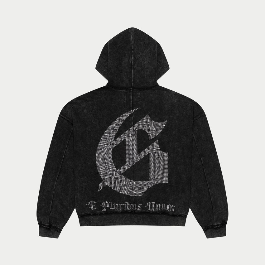 Studded OG Logo Hoodie (Black Wash)
