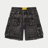 Octagon Cargo Denim Shorts (Black)