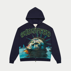 Sunken Liberty Zip Hoodie (Navy Wash)