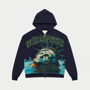 Sunken Liberty Zip Hoodie (Navy Wash)