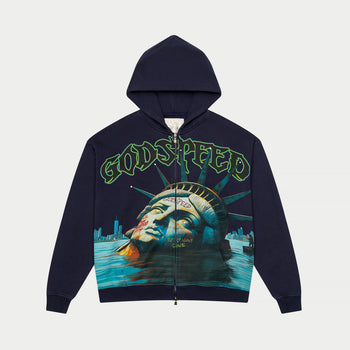 Sunken Liberty Zip Hoodie (Navy Wash)