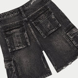 Octagon Cargo Denim Shorts (Black)