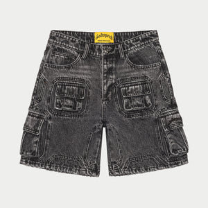 Octagon Cargo Denim Shorts (Grey Wash)