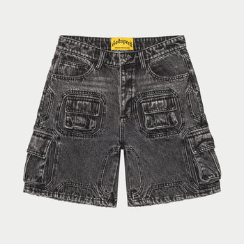 Octagon Cargo Denim Shorts (Grey Wash)