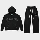 Symmetric Studed Sweatsuit V2 (Black VVS💎)