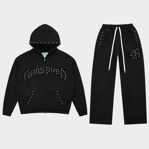 Symmetric Studed Sweatsuit V2 (Black VVS💎)