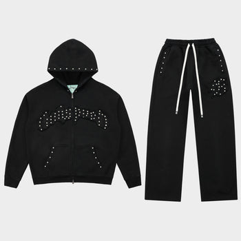 Symmetric Studed Sweatsuit V2 (Black VVS💎)