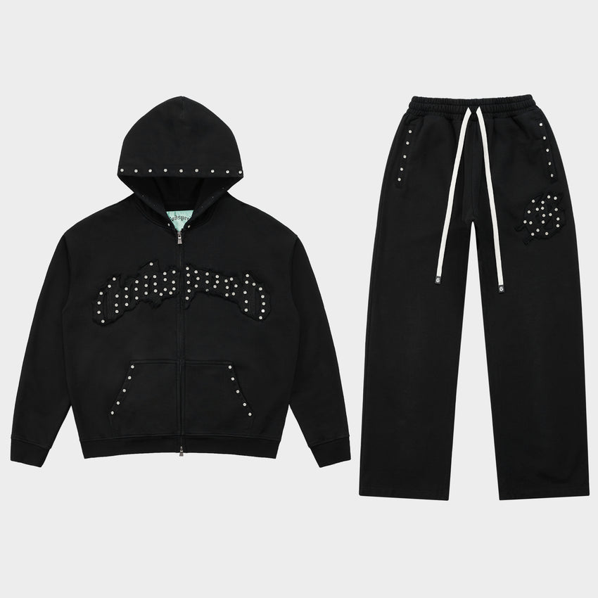 Symmetric Studed Sweatsuit V2 (Black VVS💎)