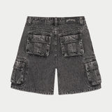 Octagon Cargo Denim Shorts (Grey Wash)