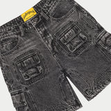 Octagon Cargo Denim Shorts (Grey Wash)
