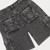 Octagon Cargo Denim Shorts (Grey Wash)