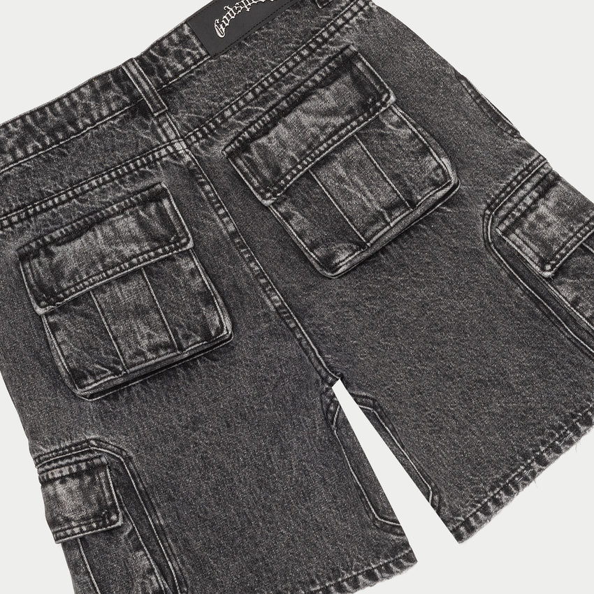 Octagon Cargo Denim Shorts (Grey Wash)