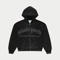 Studded OG Logo Hoodie (Black Wash)
