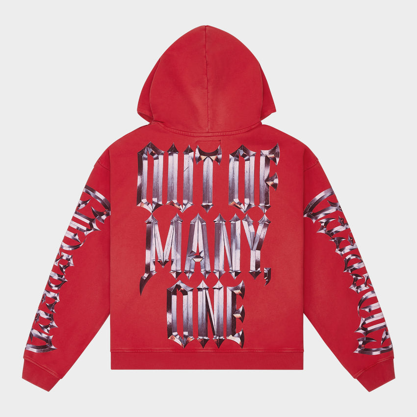 Chrome MOTTO Hoodie (Red Wash )