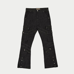 Rockstar Flare Cargo Denim (Raw Black)