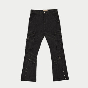 Rockstar Flare Cargo Denim (Raw Black)