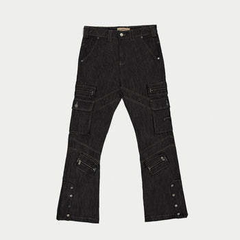 Rockstar Flare Cargo Denim (Raw Black)