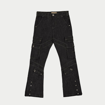 Rockstar Flare Cargo Denim (Raw Black)