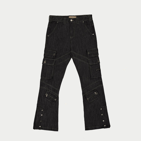GODSPEED NEW YORK - Rockstar Flare Cargo Denim (Raw Black)