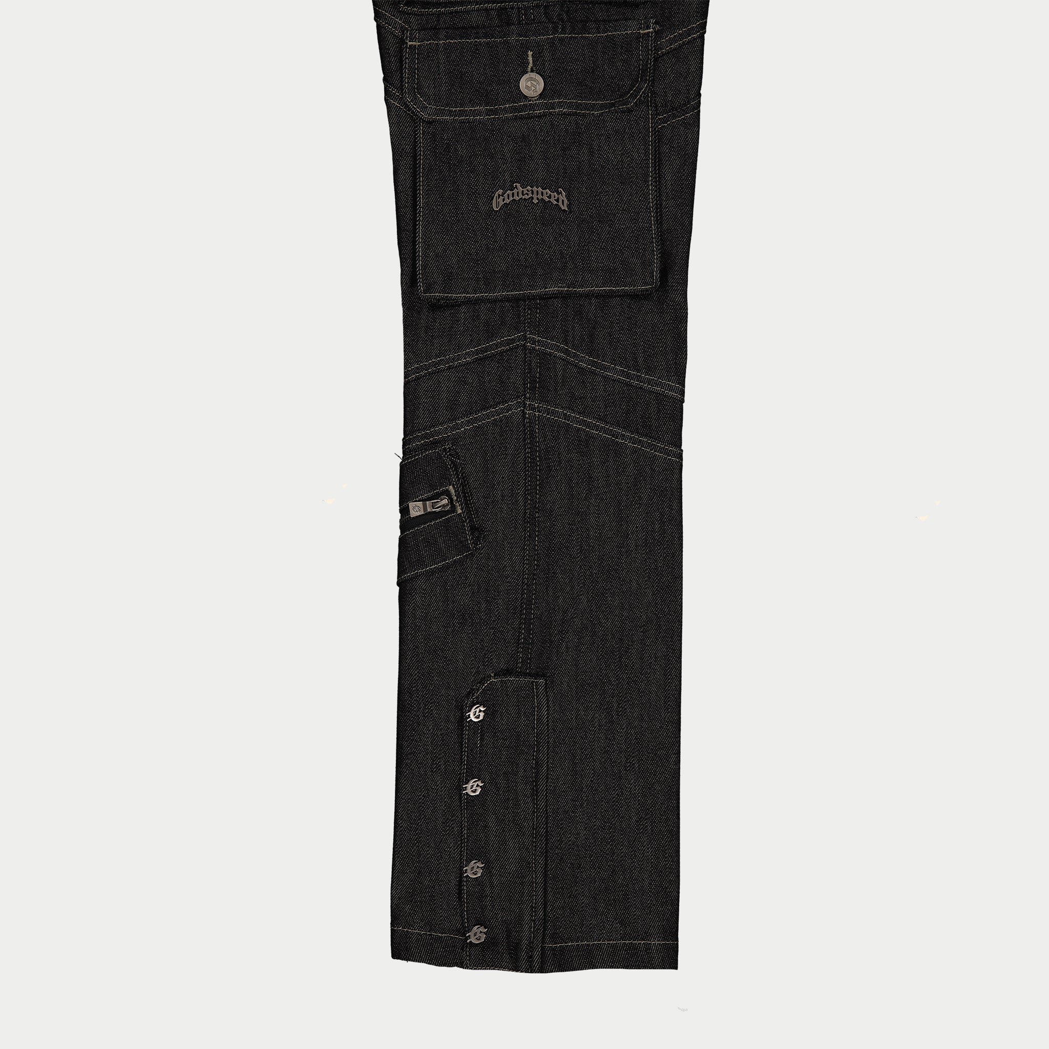 GODSPEED NEW YORK - Rockstar Flare Cargo Denim (Raw Black)