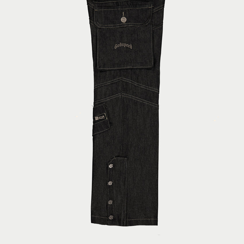 Rockstar Flare Cargo Denim (Raw Black)