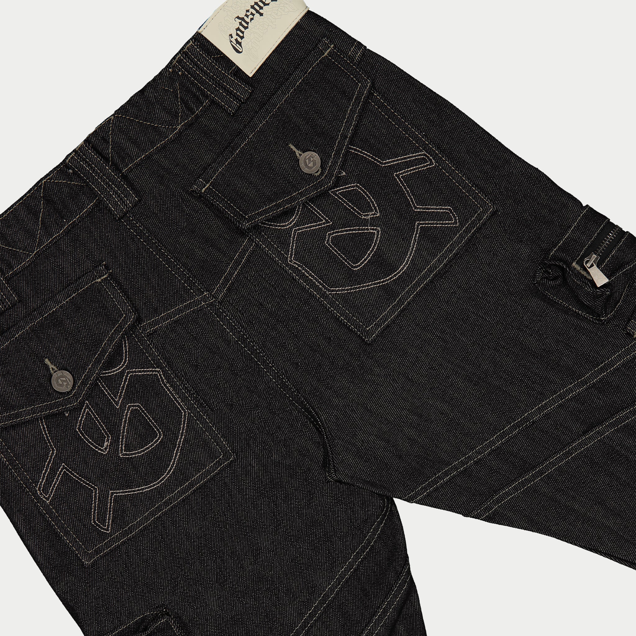 GODSPEED NEW YORK - Rockstar Flare Cargo Denim (Raw Black)