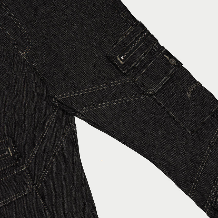 Rockstar Flare Cargo Denim (Raw Black)