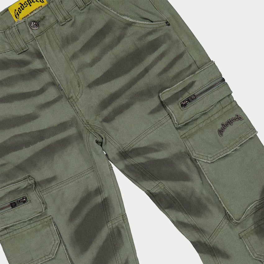 Skidrow Flared Cargo Pants (Sage)