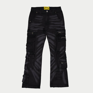 Skidrow Flared Cargo Pants (Black)