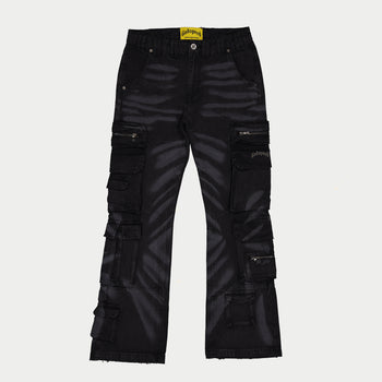 Skidrow Flared Cargo Pants (Black)