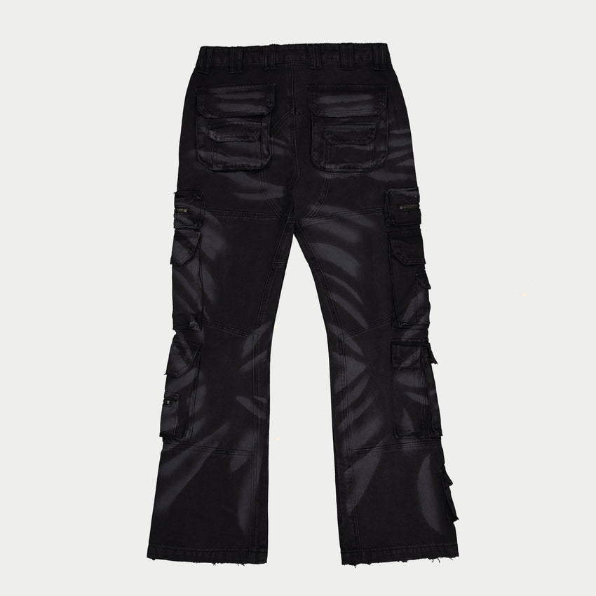 Skidrow Flared Cargo Pants (Black)
