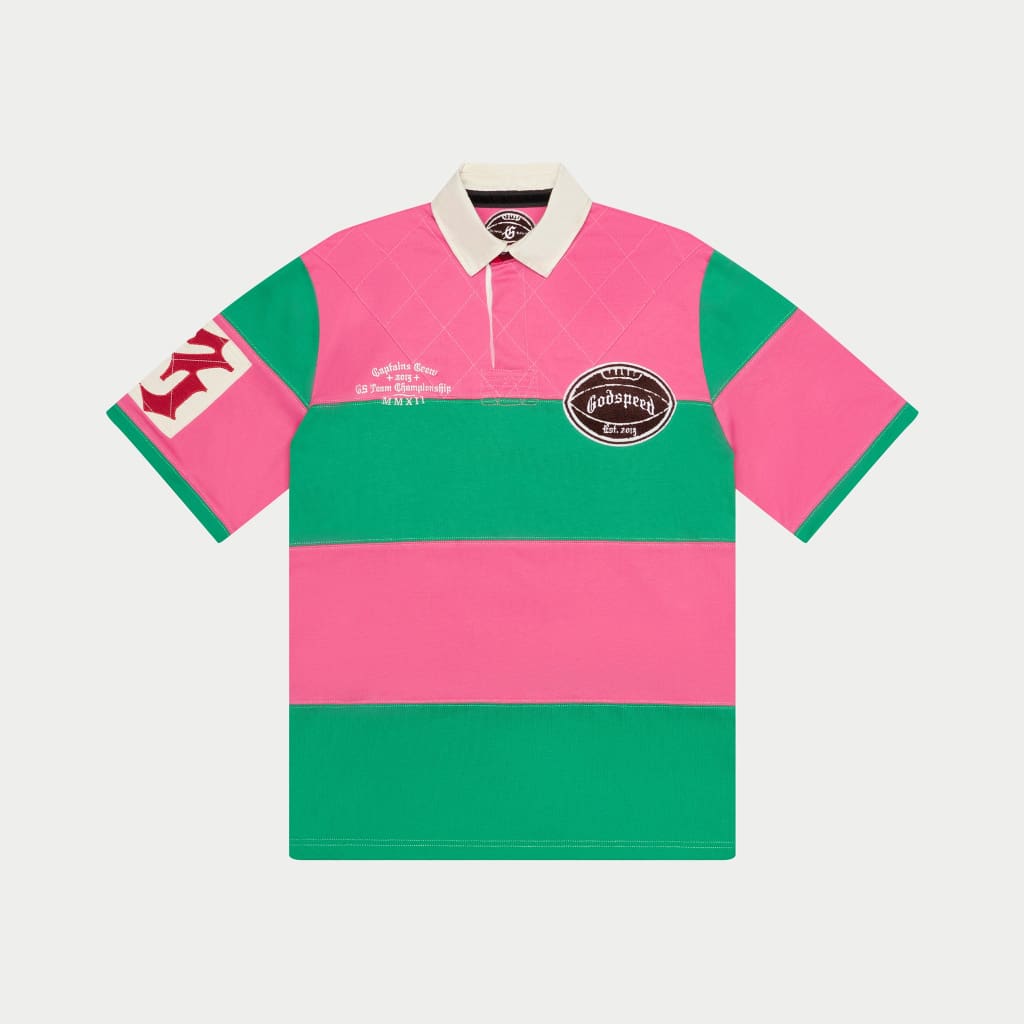 GODSPEED NEW YORK Classic Field Rugby Shirt PINK GREEN