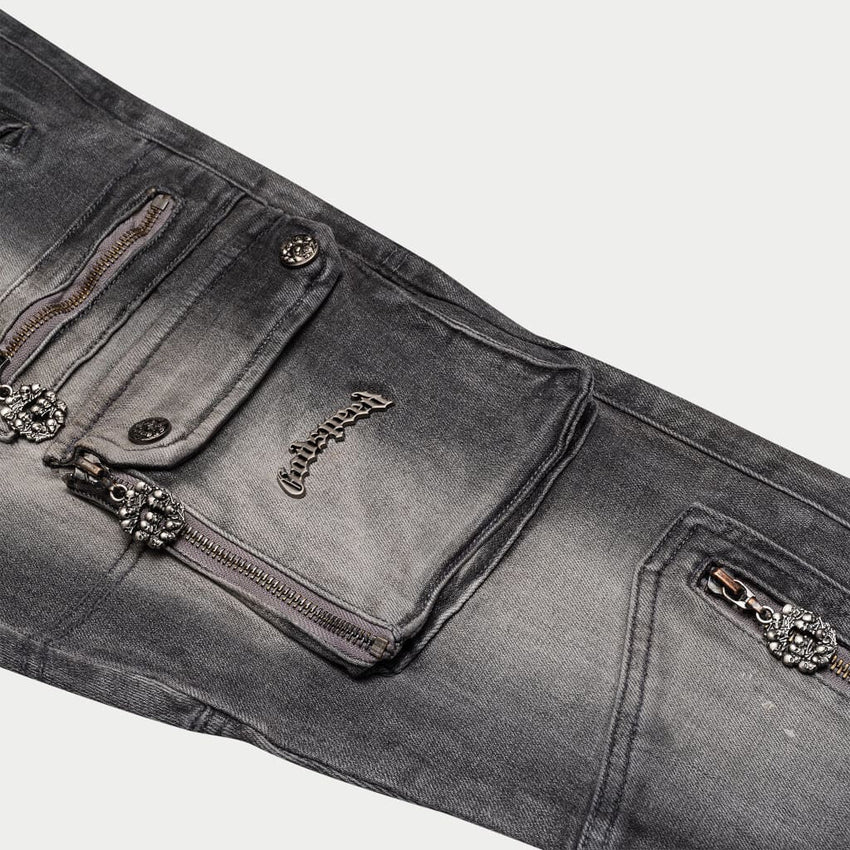 Flare Premium Cargo Pants (Grey Wash) - CARGO PANTS