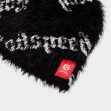 Fuzzy logo Beanie (BLACK WHITE) - BLACK - DENIM