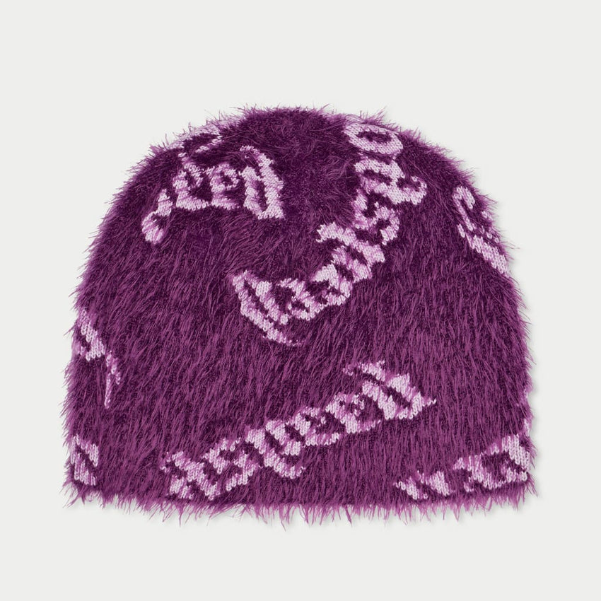 Fuzzy logo Beanie (PURPLE) - PURPLE - DENIM