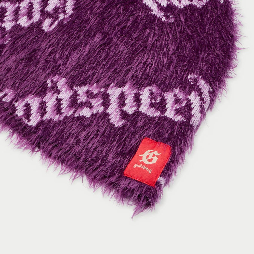 Fuzzy logo Beanie (PURPLE) - PURPLE - DENIM