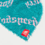 Fuzzy logo Beanie (Teal Pink) - RED BLACK - DENIM