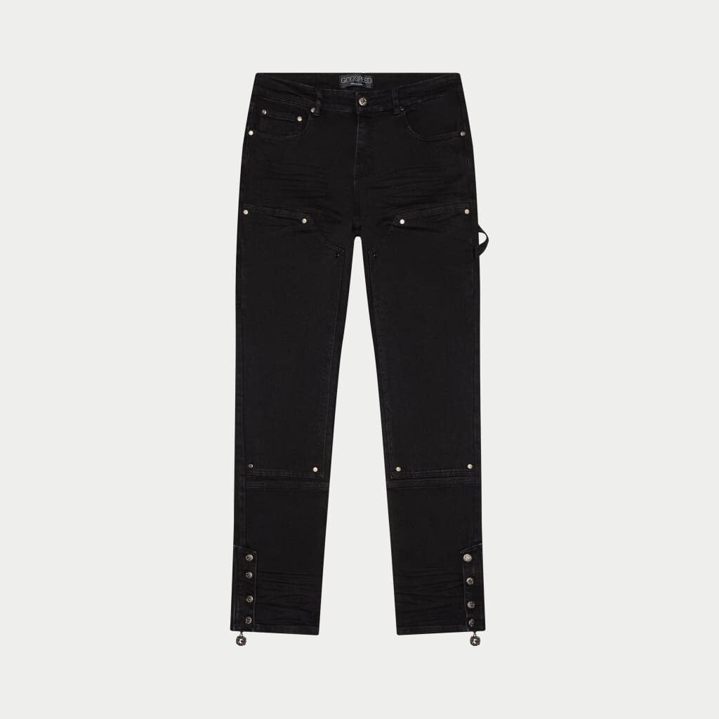 clash lamé denim pants【black】 | GIDEAL.