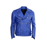 Leather Moto Jacket ( Royal ) - Leather Jacket