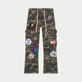 Patchwork Flared Cargo Pants - CARGO PANTS