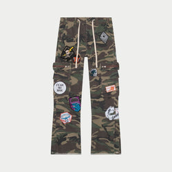 Patchwork Flared Cargo Pants - CARGO PANTS