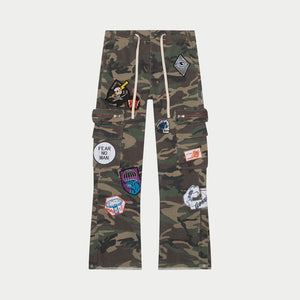 Patchwork Flared Cargo Pants - CARGO PANTS