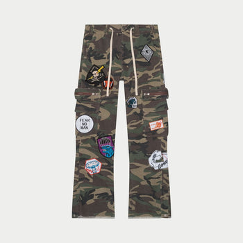 Patchwork Flared Cargo Pants - CARGO PANTS