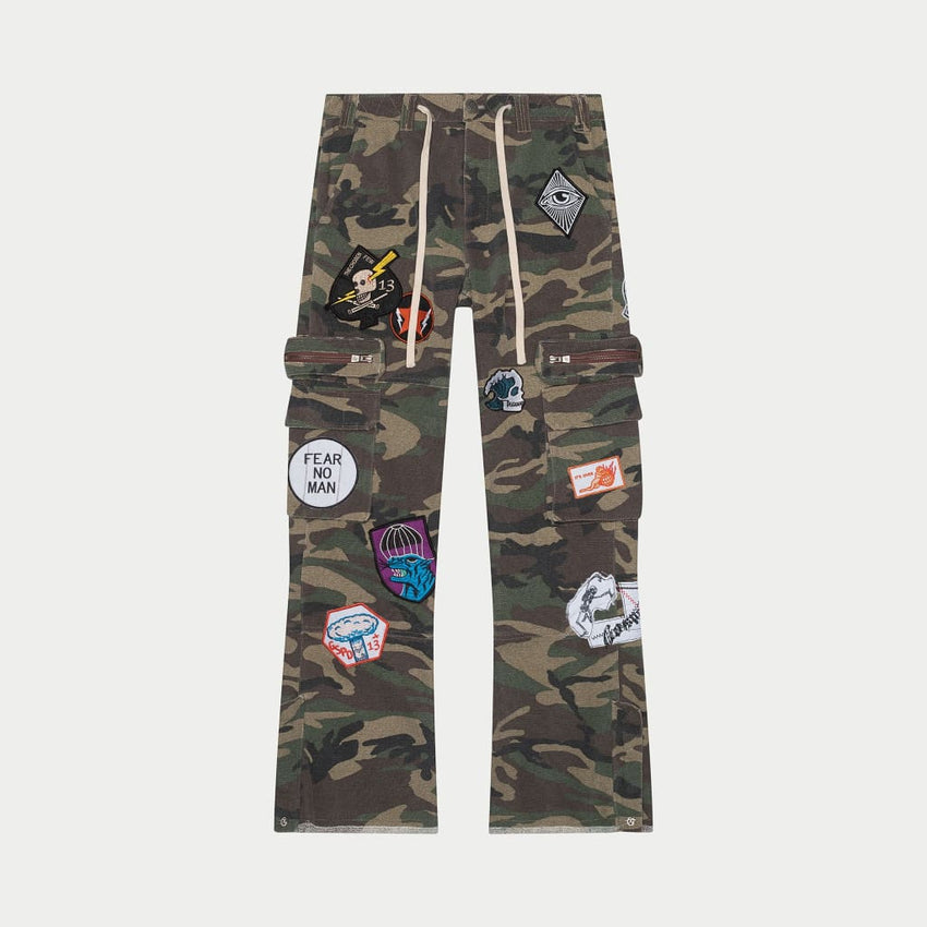 Patchwork Flared Cargo Pants - CARGO PANTS